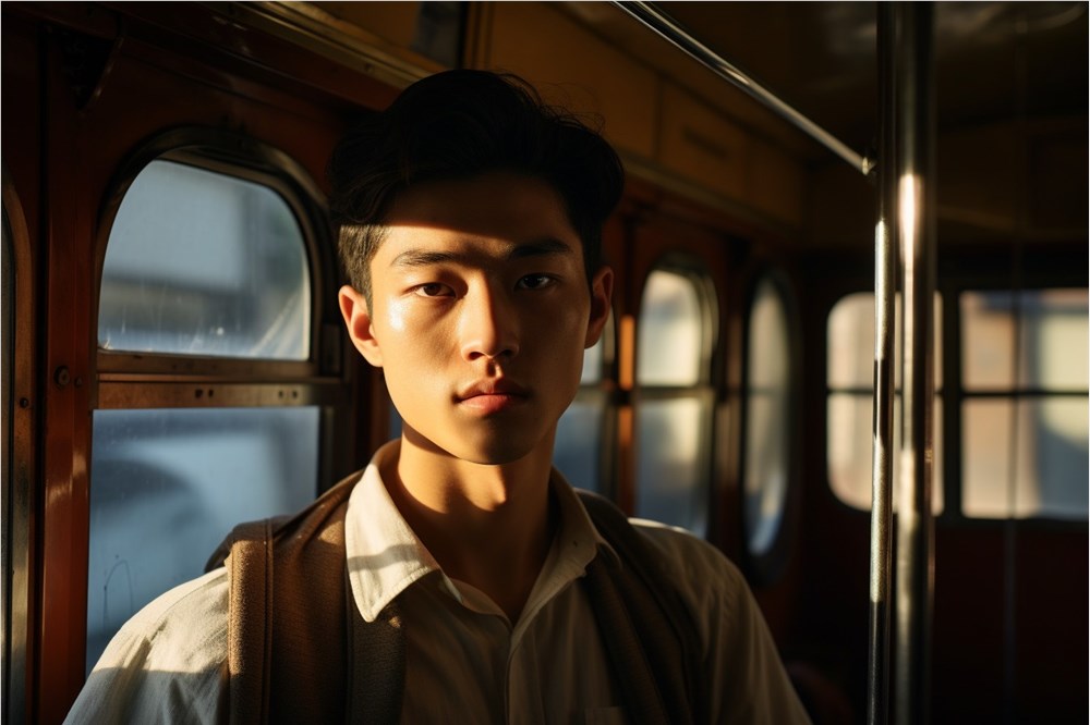 男人 车厢内 列车