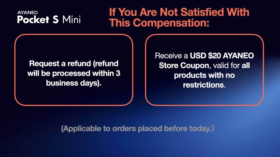 AYANEO承认Pocket S Mini新掌机电池缩水 补偿用户一台掌机