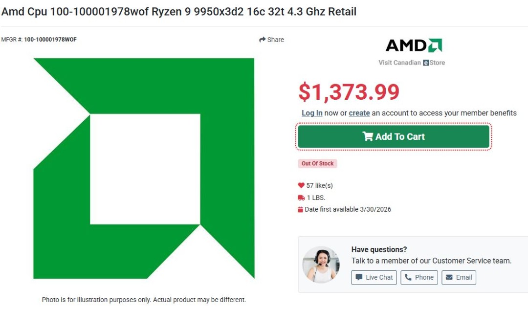 AMD锐龙9 9950X3D2海外预售价格将近1000美元