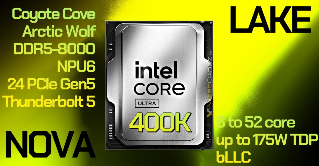 酷睿Ultra 400系列CPU大爆料：最多52核、175W功耗支持DDR5-8000内存