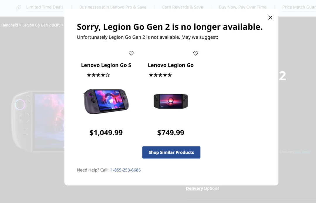 联想掌机Legion Go 2北美大涨价 2TB版本接近2万元