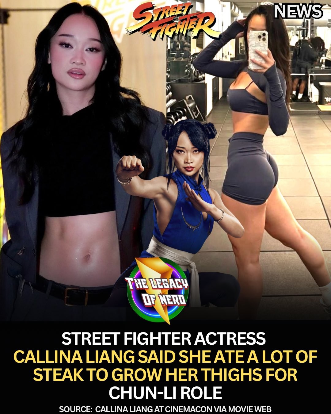 《街头霸王》电影春丽演员为演好角色增肌：大量吃牛排把大腿练粗