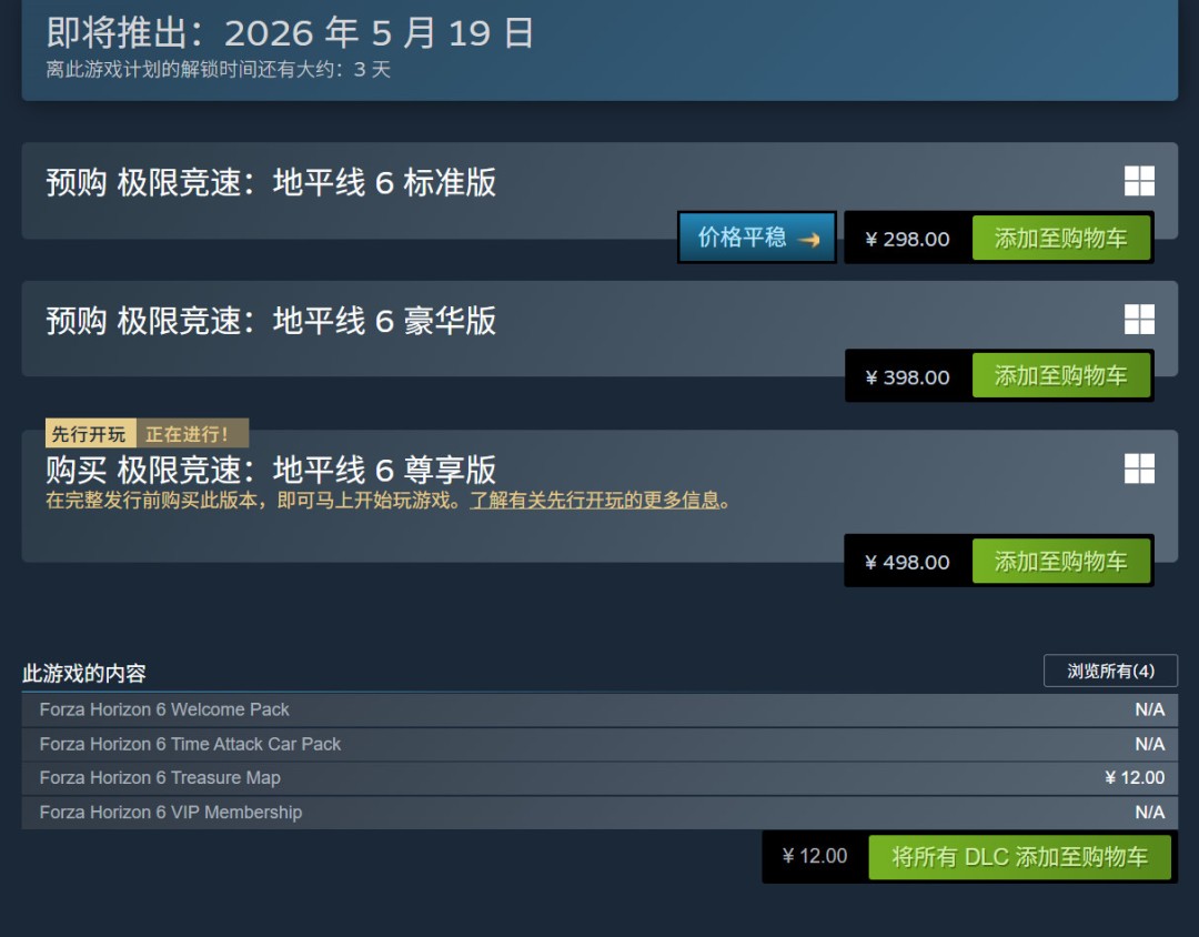 《极限竞速:地平线6》还未正式发售 Steam在线已超17万