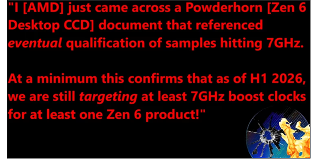 桌面处理器第一次！AMD Zen 6加速频率首破7GHz