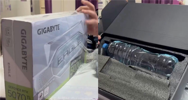 老外买RTX 5070 Ti却开出矿泉水!幸好全程录像留证