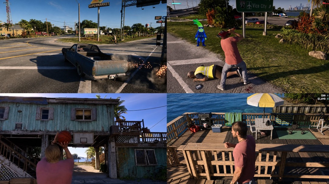 《GTA6》两段实机泄露 杰森打篮球和路怒打NPC